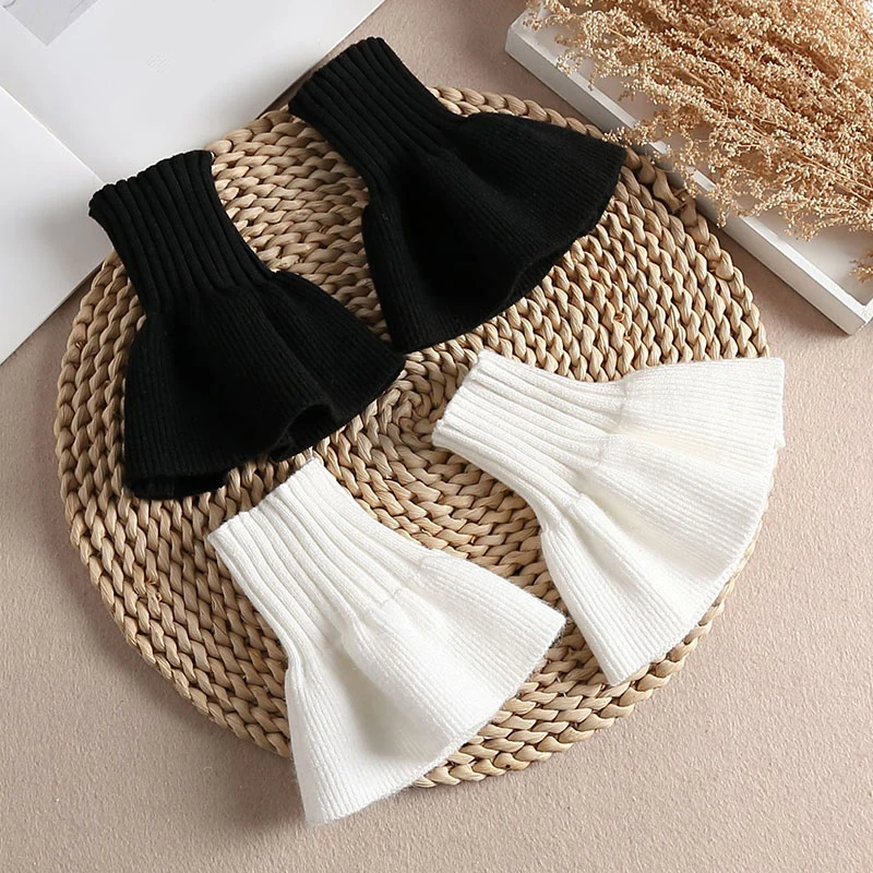 Top Trends: Women Fake Sleeve Solid Black White False Sleeves Lace Cuffs Detachable Wrist Warmer For Shirt Sweater Agaric Ruffles Horn Cuffs Shoppable Styles