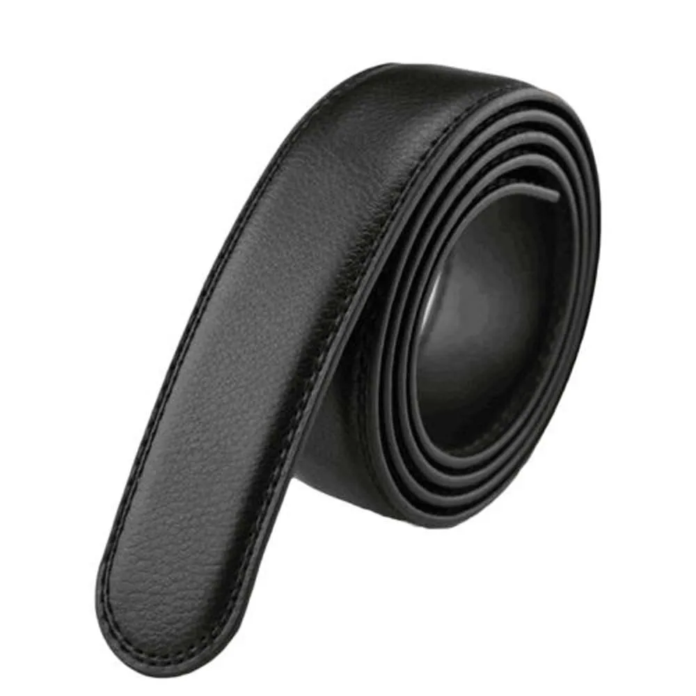 Top Trends: Business Style High Quality PU Leather Men's Automatic Ribbon Black Waist Strap Belt Without Buckle Luxury Belt For Men 120cm Shoppable Styles - Image 5