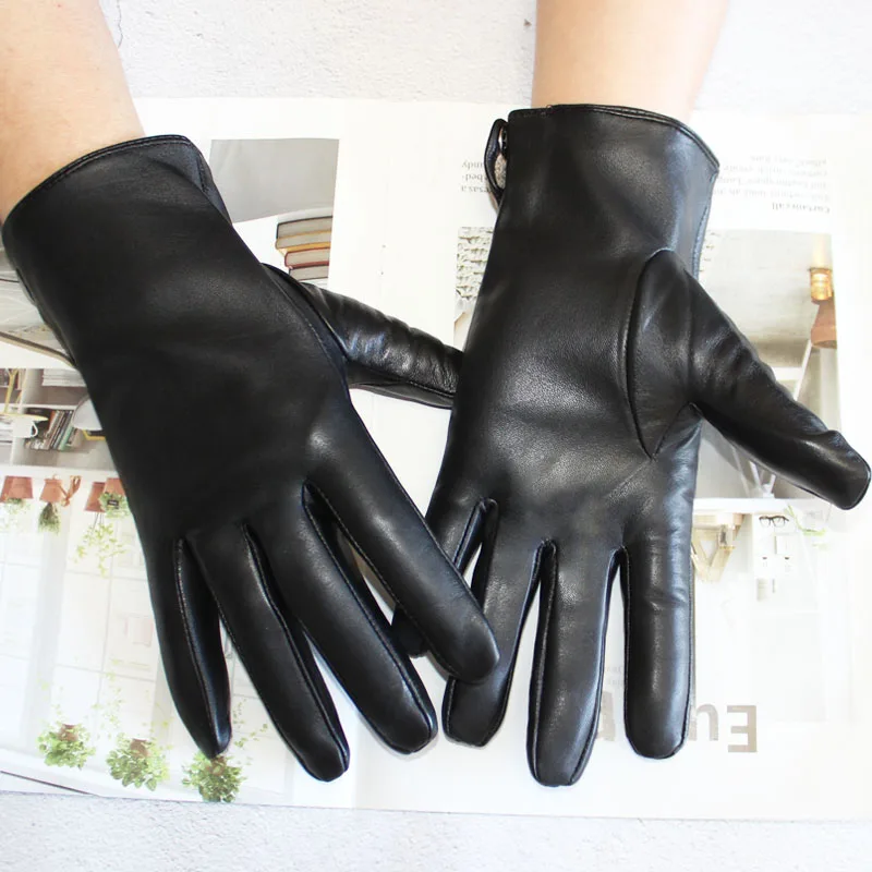 Top Trends: New Men&#039;s Imported Sheepskin Gloves Button Classic Fashion Leather Gloves Long Fingers With Wool Knitted Lining Gloves Shoppable Styles