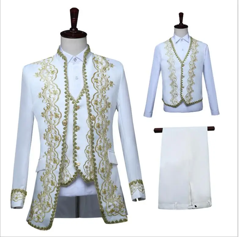 Top Trends: Mdieval Cosplay Men Victorian Steampunk Royal Prince Costume Vintage Baroque Jacket Vest Coat Pants Wedding Groom Blazer Suit Shoppable Styles