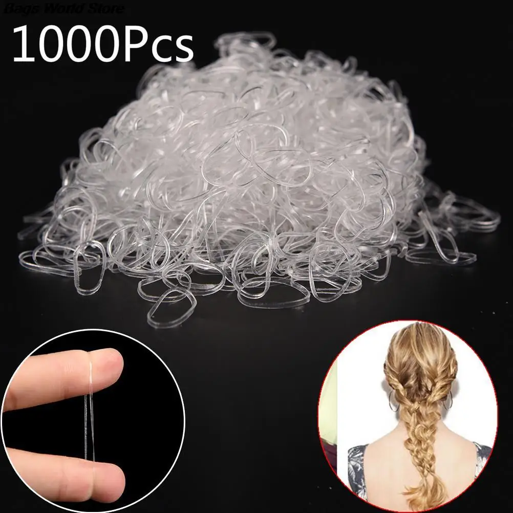 Top Trends: 1000pcs Transparent Hair Elastic Rope Rubber Band For Women Girls Bind Tie Ponytail Holder Accessories Hair Styling Tools 1.6cm Shoppable Styles