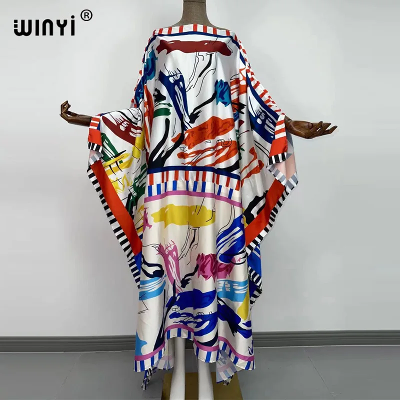 Top Trends: WINYI Summer Dress Women 2022 Runway Vintage Maxi Dress Women's Fashion Batwing Sleeve Flower Print Beach Cover Ups For Women Shoppable Styles