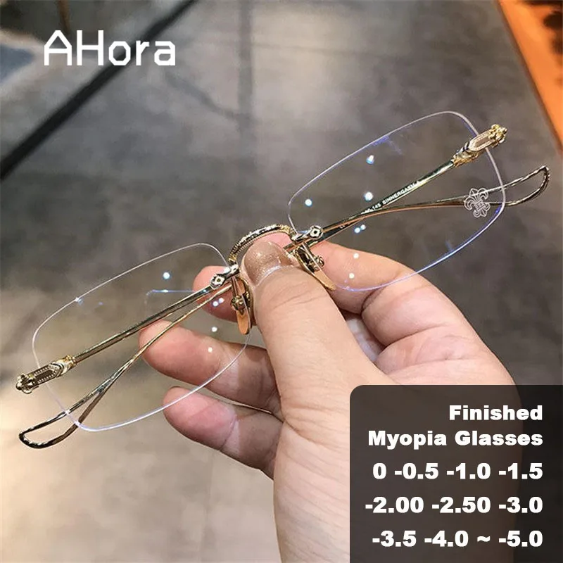 Top Trends: Ahora Ultralight Rimless Finished Optical Myopia Glasses Square Frame Computer Eyewear With Diopters 0 -1.0 -1.5 -2.0 -2.5 -3.0 Shoppable Styles