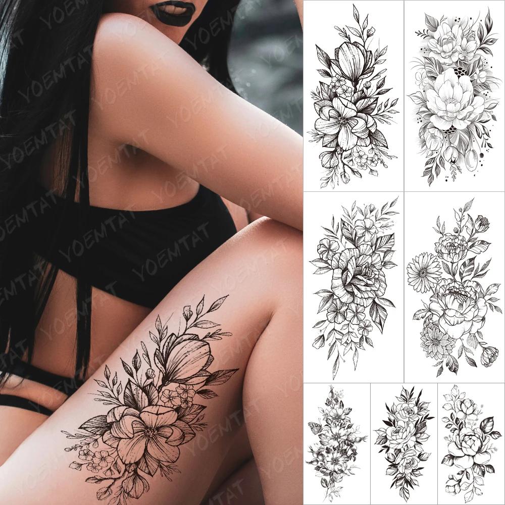 Top Trends: Sexy Flowers Waterproof Temporary Tattoo Stickers Jasmine Tea Lily Durable Wedding Party Tattoo Women Men Fake Sleeve Tattoos Shoppable Styles