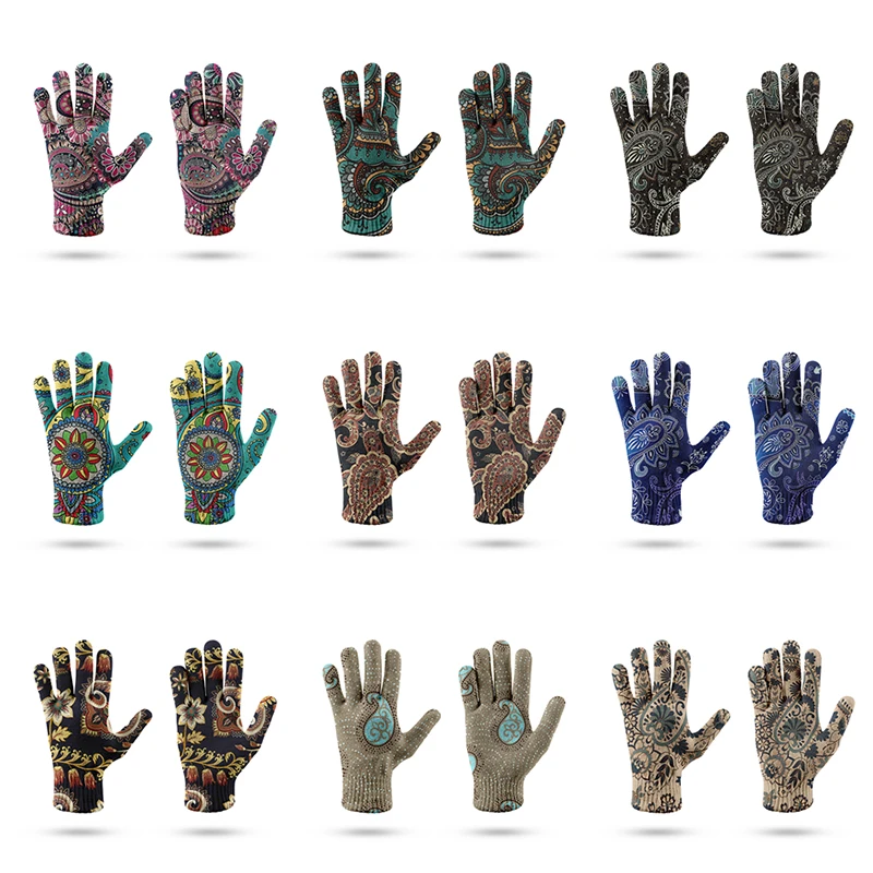 Top Trends: 3D Retro Ethnic Style Ladies Gloves Winter Warm Mandala Full Finger Glove Women&#039;s Touch Screen Mobile Phone Cold-Proof Mitten Shoppable Styles