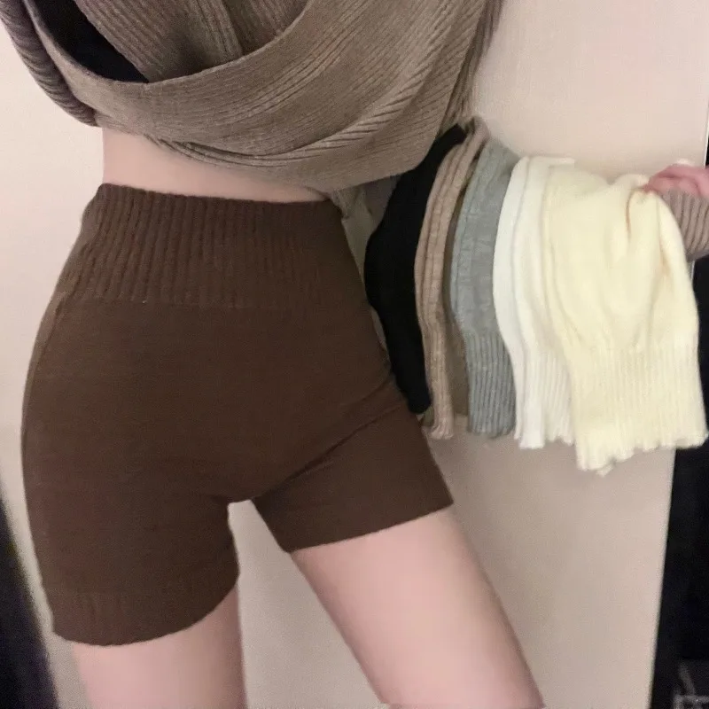 Top Trends: 2023 Warm Waist Short Leggings Woolen Knit Shorts Women's Spring And Winter Thick High Waist Seamless Sweater Short Trousers Shoppable Styles