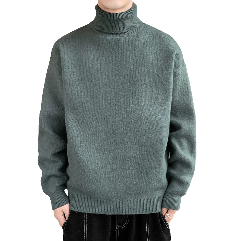 Top Trends: 2022 Men Autumn Winter Solid Color Thick Knit Sweater Men Long Sleeve Turtleneck Pullover Male Warm High Neck Knitwear M-3XL Shoppable Styles