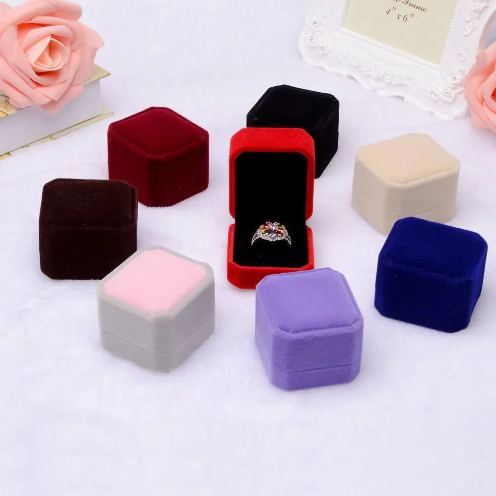 Top Trends: Hot 1PC Gift Square Velvet Boxes Display Case Weddings Party Jewelry Box For Ring Earrings Black Red 7 Colors New Arrival Shoppable Styles