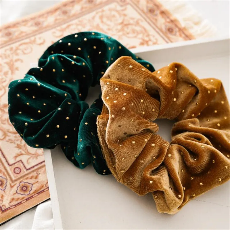 Top Trends: Shiny Velvet Hair Scrunchies For Women Elastic Hair Band Rubber Ponytail Holders Ties For Girls Soft Hairband Hair Accessories Shoppable Styles