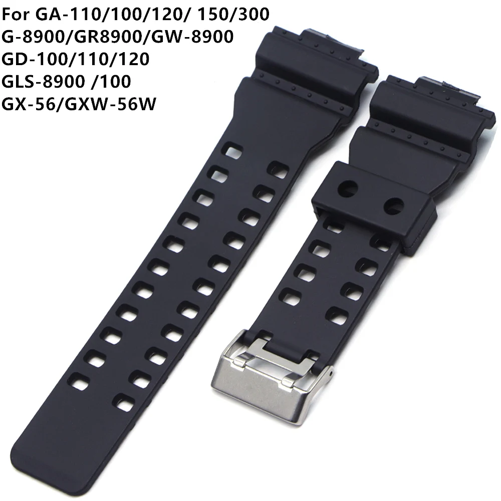 Top Trends: 16mm Silicone Rubber Watch Band Strap Fit For Casio G Shock Replacement Black Waterproof Watchbands Accessories GD-100 G-8900 Shoppable Styles