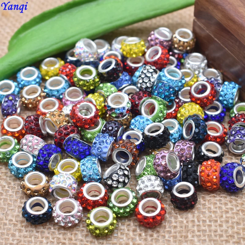 Top Trends: Yanqi 20PCS / Lot Big Hole Round Rhinestone Crystal Glass Beads Loose Spacer Beads For DIY Jewelry Making Bracelet Necklace Murano Shoppable Styles