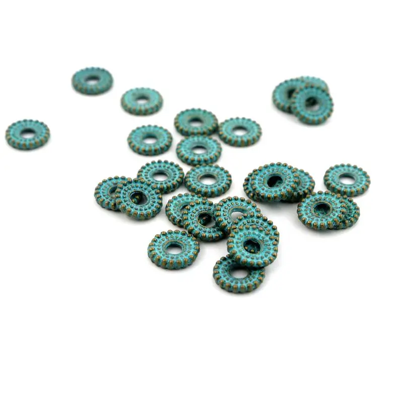 Top Trends: 100 Tibetan Green Metal Loose Spacer Beads For Jewelry Making Diy Bracelet Necklace Finding Accessories Wholesale Supply Shoppable Styles