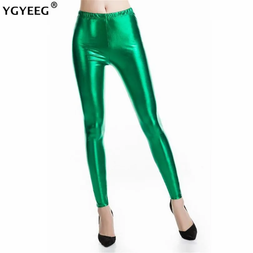 Top Trends: YGYEEG Punk Rock Style PU Faux Leather Women Leggings Purple Gold Metallic Sexy Bright Sequin Pants Shining Fitness Legging 2022 Shoppable Styles