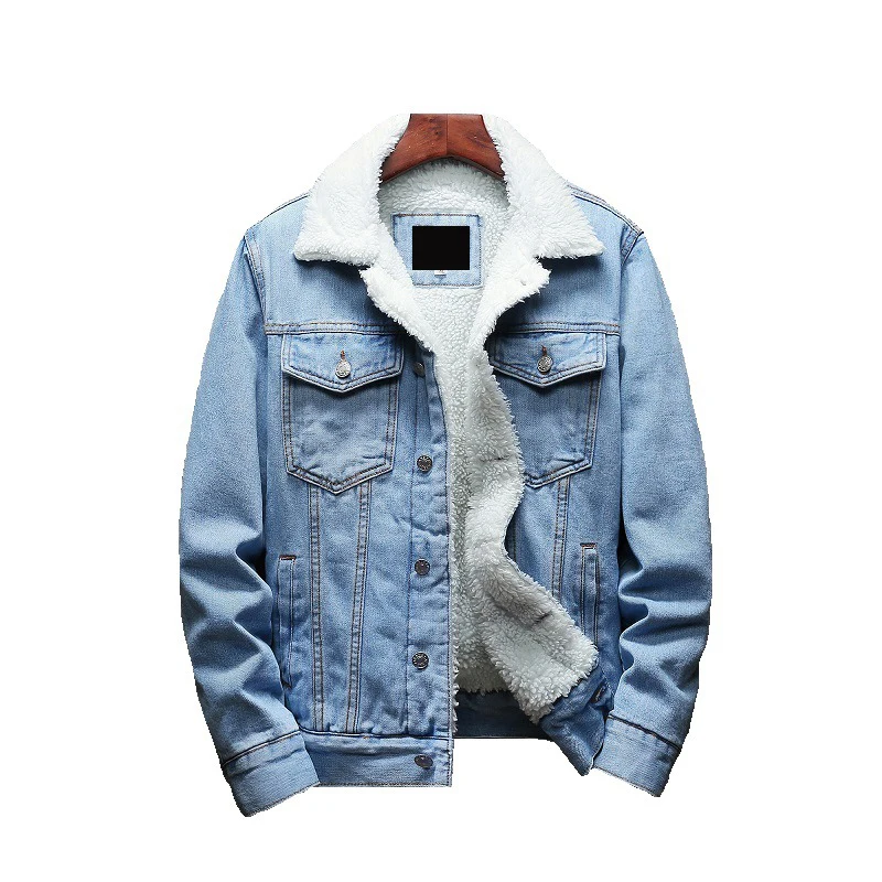 Top Trends: Plush Long-sleeved Jeans Jacket Men's Winter Denim Cotton Jacket Lamb Wool Korean Fashion Style Thick Outware Coat For Young Men Shoppable Styles - Image 5