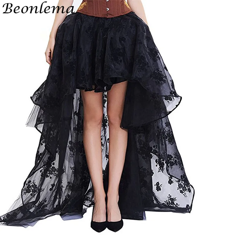 Top Trends: Beonlema Long Skirt Women Gothic Maxi Jupe Sexy Black Skirts Mesh Goth Tutu Skirt Ladies Party Halloween Clothing S-2XL Shoppable Styles