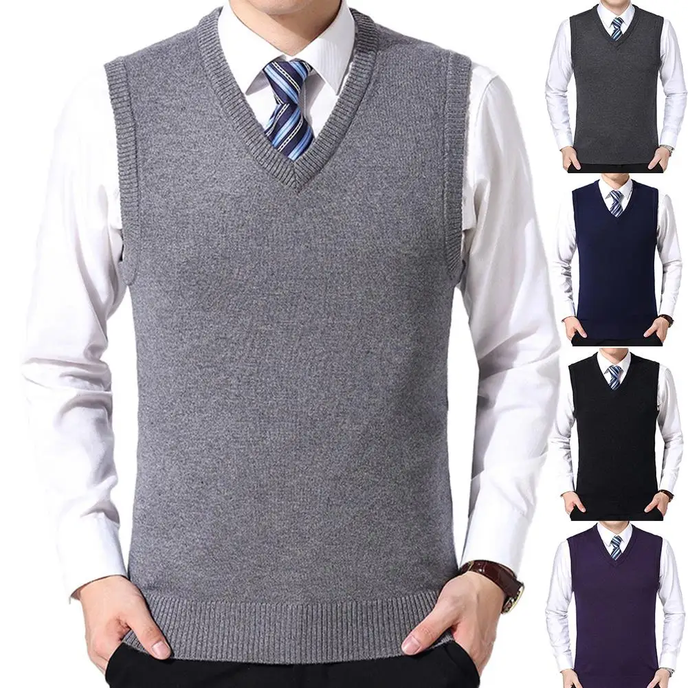 Top Trends: HOT SALES Men Casual Winter Solid Color V Neck Sleeveless Knitted Woolen Plus Size Vest Knitted Woolen Vest Men Suit Vest Shoppable Styles