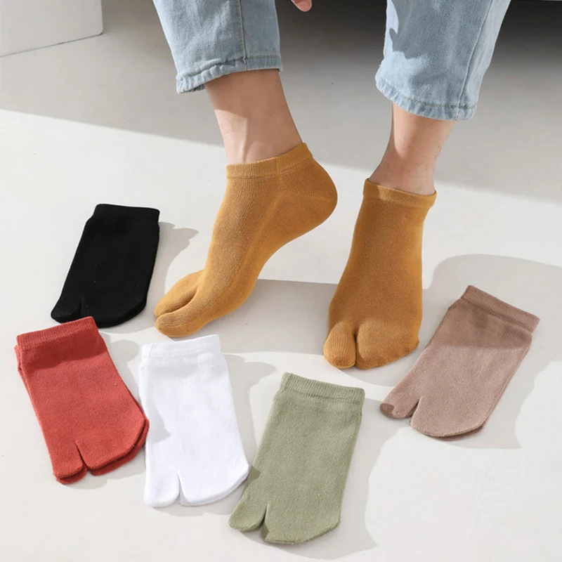 Top Trends: 6 Colors Unisex Two Toe Socks Solid Color Hosiery Split Tabi Socks Fashion Japanese Clogs Socks Sandal Flip Flop Shoppable Styles