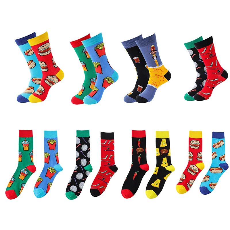 Top Trends: 1 Pair Trending Burger Fries AB Socks Long Tube Yang Cotton Skateboard Socks Middle Tube Men&#039;s Fruit Plant Socks Shoppable Styles