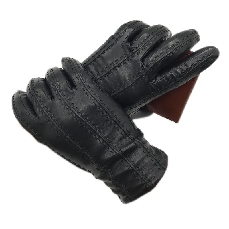 Top Trends: Winter Men&#039;s Fashion Sheepskin Genuine Leather Gloves Cotton Lining Winter Gloves Keep Warm Driving Riding Outdoor Black New 202 Shoppable Styles