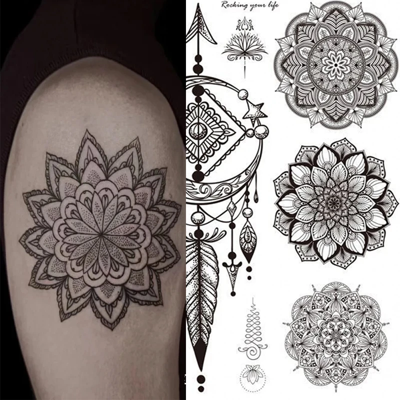 Top Trends: Women Waterproof Temporary Tattoo Sticker Mandala Flower Tattoos Rose Peonies Body Art Water Transfer Clavicle Temporary Tattoo Shoppable Styles - Image 2