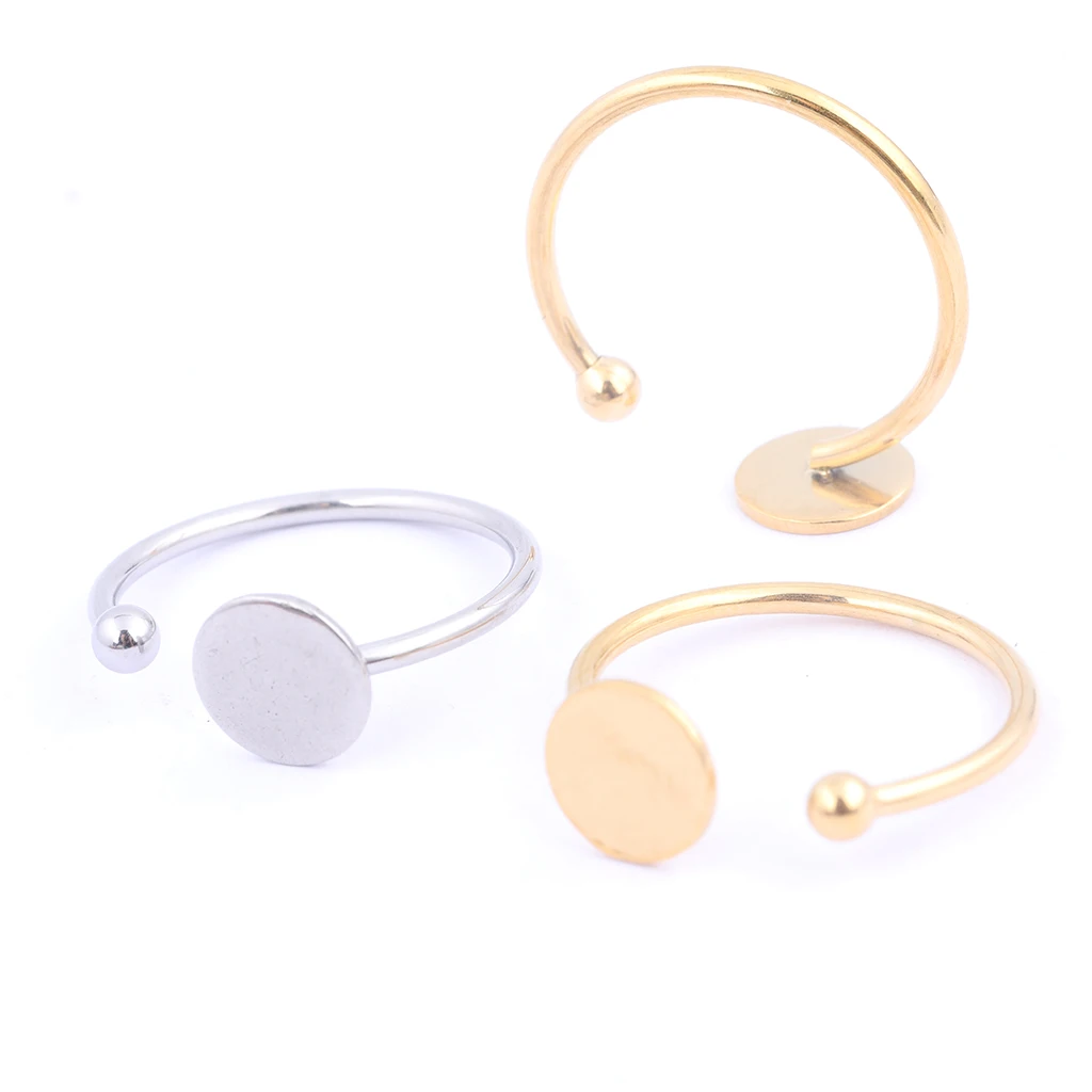 Top Trends: 10pcs Stainless Steel Ring Bezel Blanks Gold Plated Finger Ring Base Setting Diy Jewelry Accessories Shoppable Styles