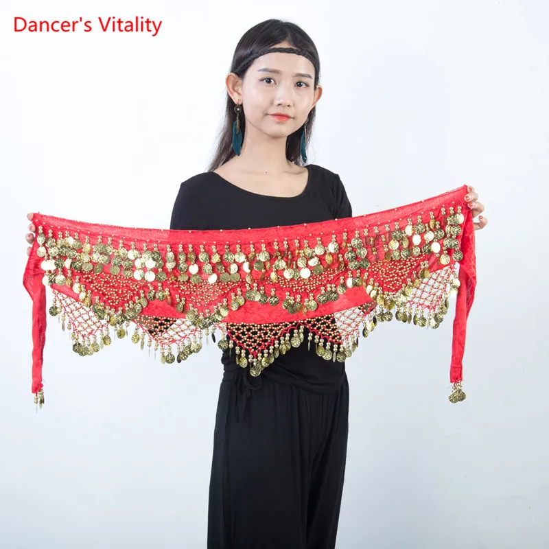 Top Trends: Belly Dance Belt Tassel Gold Coin Hip Scarf Oriental Dancing Waist Chain Woman Elegant Sequins Performance Accessories Shoppable Styles