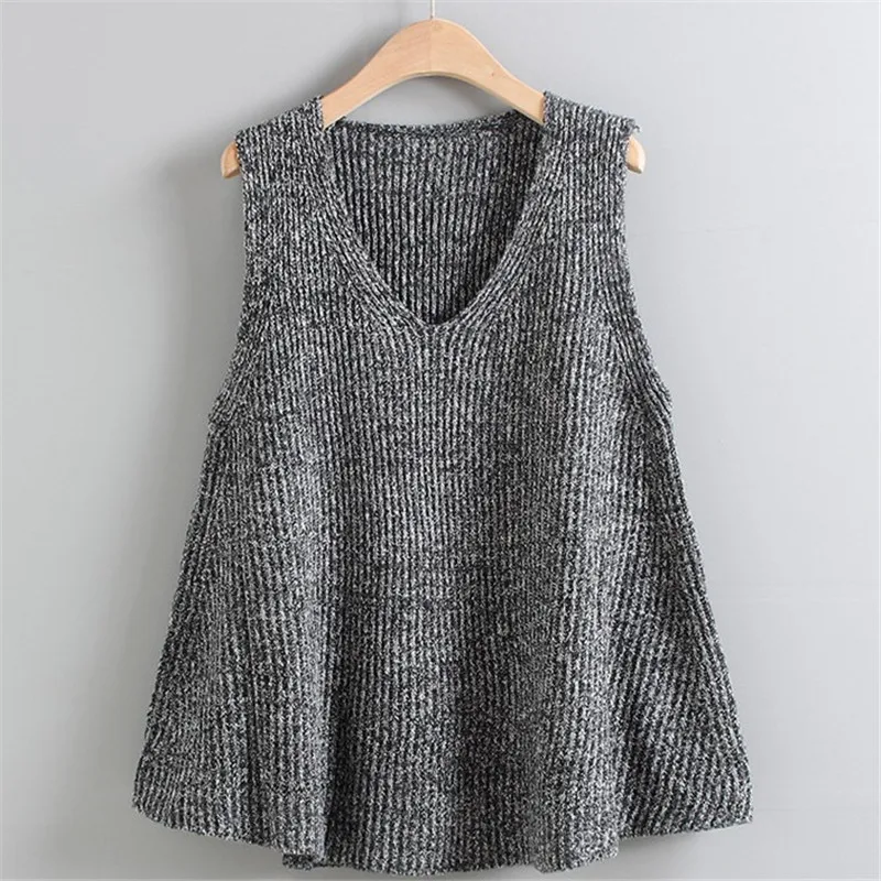 Top Trends: A Version Loose Large Size Pullover Wool Jumper Spring Autumn V Neck Sweater Vest Women's Sleeveless Knitted Waistcoat Blouse Shoppable Styles