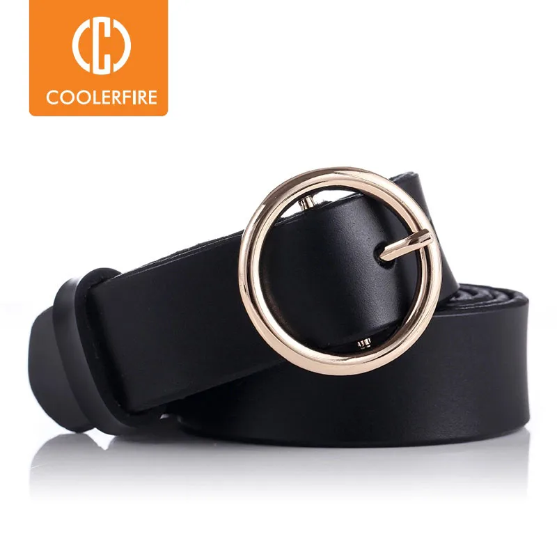 Top Trends: COOLERFIRE Fashion Classic Round Buckle Ladies Wide Belt Women's Design High Quality Female Casual Leather Belts For Jeans LB007 Shoppable Styles