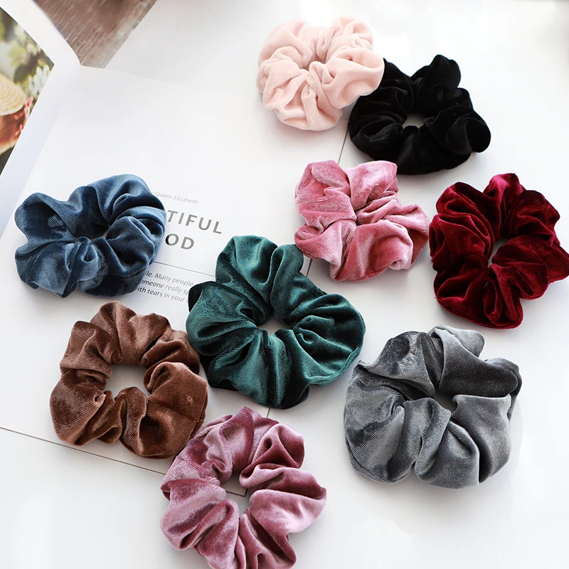 Top Trends: Elegant Velvet Hair Ring Scrunchie Women Girls Elastic Hair Rubber Bands Gum Accessories Tie Hair Rope Ponytail Holder Headdress Shoppable Styles