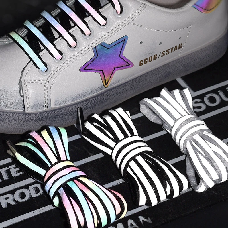 Top Trends: 1Pair Semicircle Reflective Shoelaces Luminous Sneakers Shoelace Laser Sequin Shoe Laces Fluorescent Laces Shoes 100 / 120 / 140cm Shoppable Styles