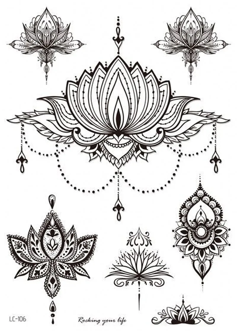 Top Trends: Women Waterproof Temporary Tattoo Sticker Mandala Flower Tattoos Rose Peonies Body Art Water Transfer Clavicle Temporary Tattoo Shoppable Styles - Image 5