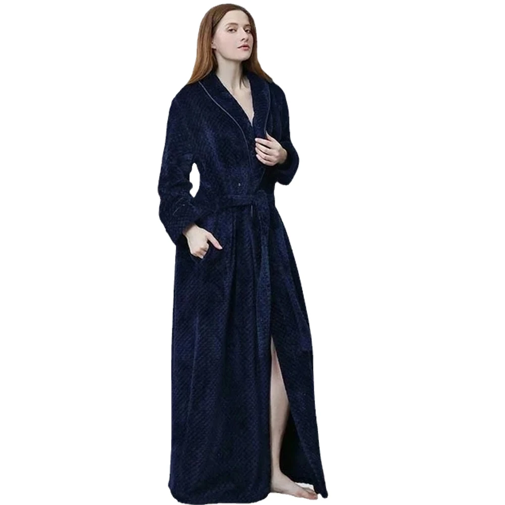 Top Trends: Winter Long Bathrobe Women Fluffy Warm Lover Bath Robe With Sashes Soft Kimono Dressing Gown Solid Comfortable Sleepwear Female Shoppable Styles