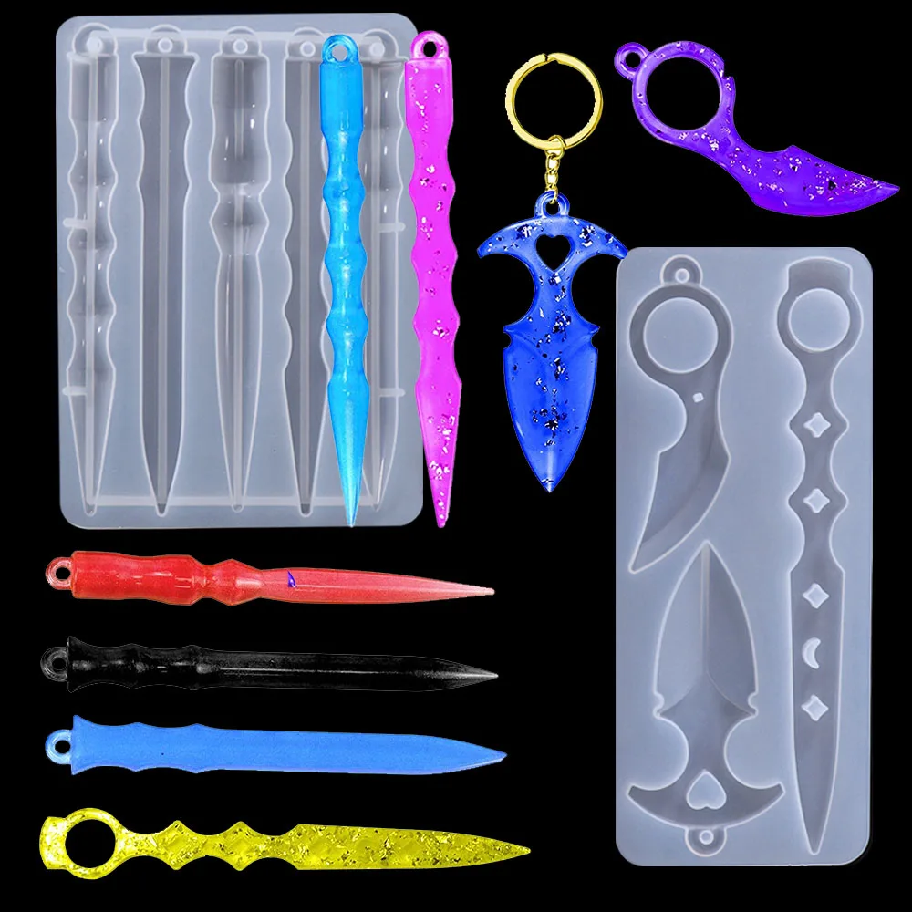 Top Trends: Self Defense Keychain Mold DIY Epoxy Silicone Resin Mold Pendant Keychain Self-defense Weapon Toy Craft For Resin Small Knife Shoppable Styles