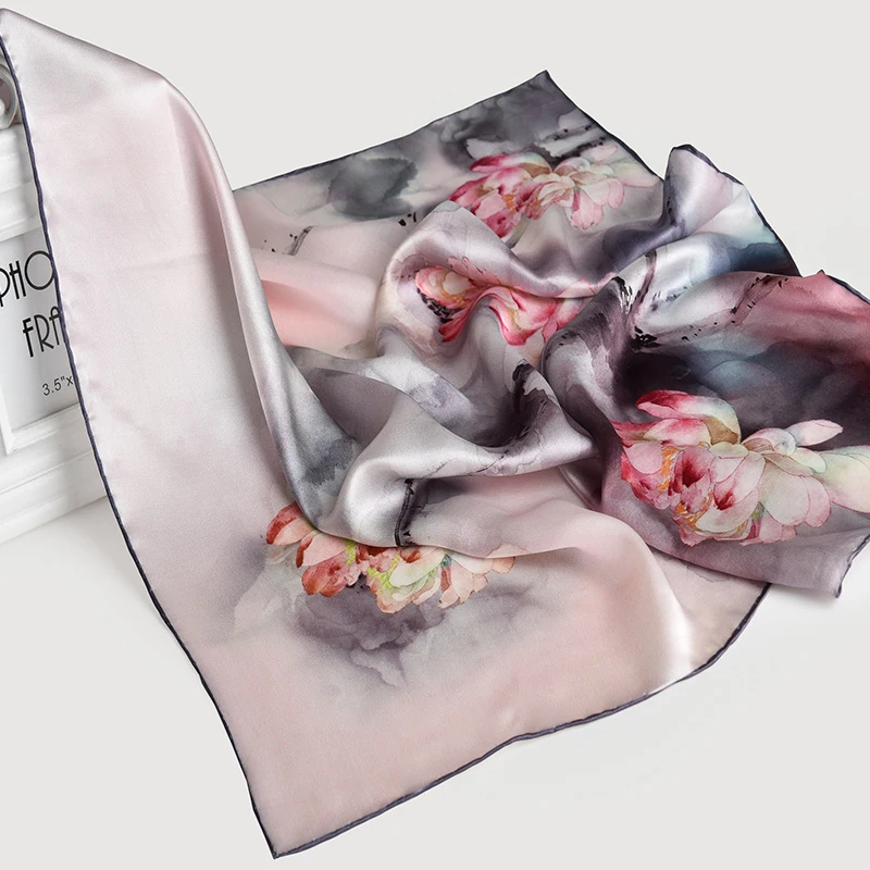 Top Trends: 100% Silk Square Scarf For Women 65x65cm Beautiful Design Pattern Printed Luxury Elegant Silk Kerchief Handkerchief Real Silk Shoppable Styles - Image 4