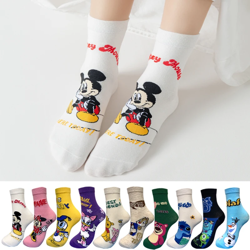 Top Trends: 1 Pair Disney Kawaii Funny Women Socks Cartoon Animal Mickey Donald Minnie Socks For Women Cute Cassual Cotton Sock Size 35-42 Shoppable Styles