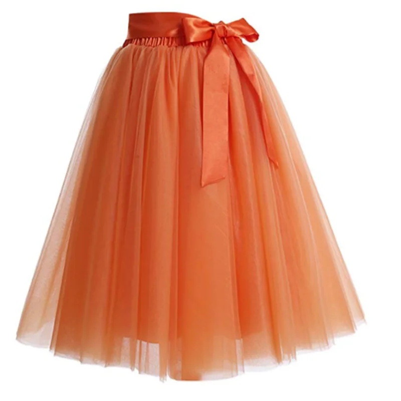 Top Trends: Summer Style 6 Layers Knee Length Tutu Tulle Skirt High Elastic Waist Swing Ball Gown Pleated Skater Skirts Saias Jupe Shoppable Styles