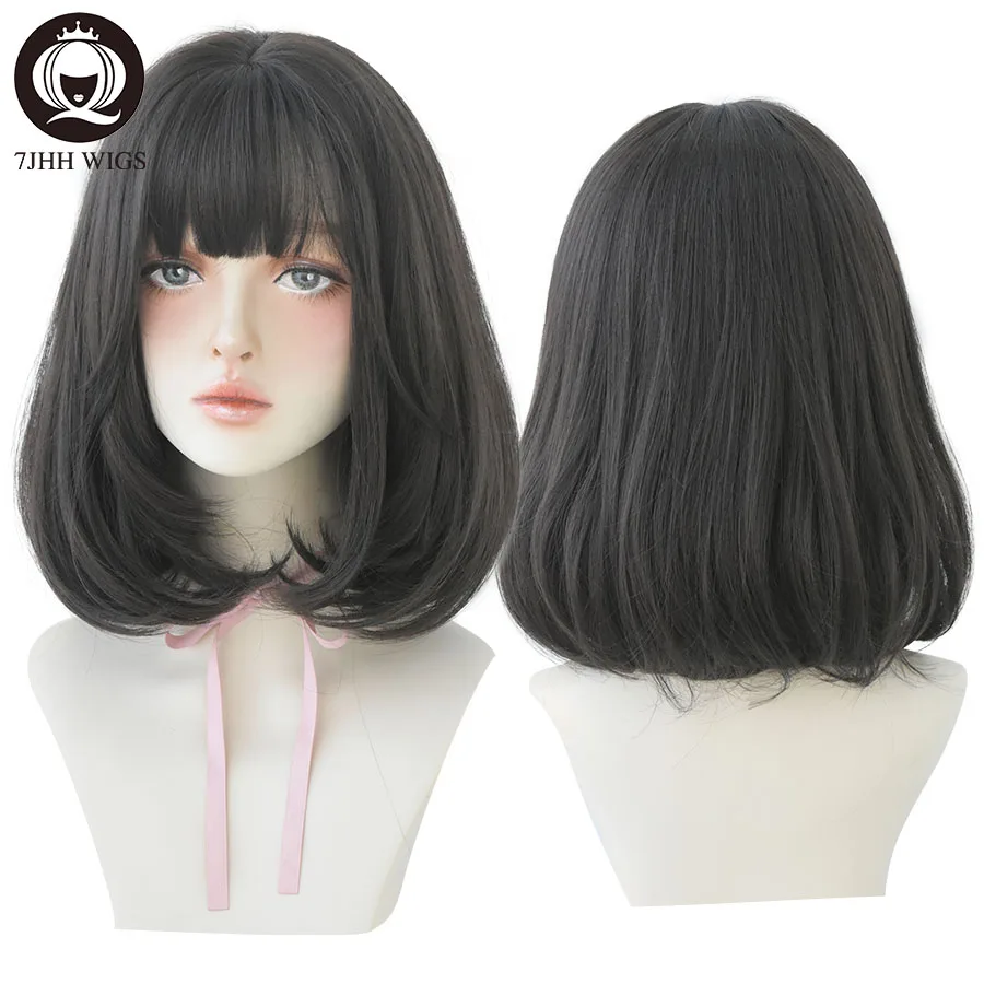 Top Trends: 7JHH WIGS Natural Comfortable Synthetic Wig For Women Black Shoulder Straight Hair 14 Inch Fashion Hairstyle Wig Shoppable Styles - Image 4