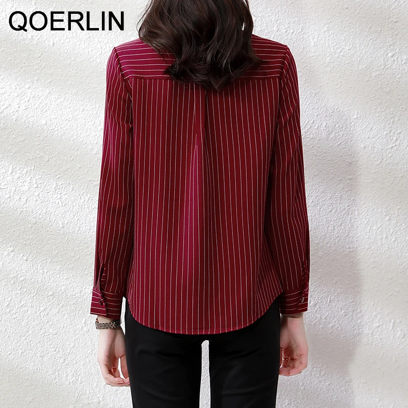 Top Trends: QOERLIN High End Striped Shirt Female OL Formal Temperament Long Sleeve Tops Blouse Women Turn-Down Collar Loose Casual Blusas Shoppable Styles - Image 5