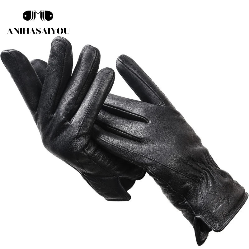 Top Trends: 2020 New Deer Skin Gloves Male Winter, Simple Mens Leather Gloves, Soft Men's Gloves, Black Genuine Leather Touch Gloves - 8025 Shoppable Styles