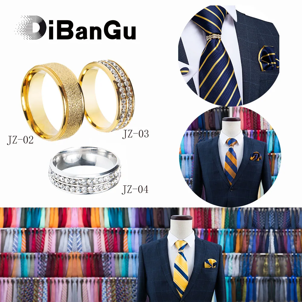 Top Trends: New Design Three Styles Fashion Men Tie Ring Gold Silver Metal Wedding Tie Ring For Men Tie DiBanGu Dropshipping JZ02-03-04 Shoppable Styles