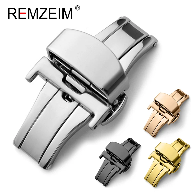 Top Trends: Double Click Butterfly Automatic Buckle Push Button Fold Clasp 16mm 18mm 20mm 22mm Watchband Buckles Watch Accessories Shoppable Styles