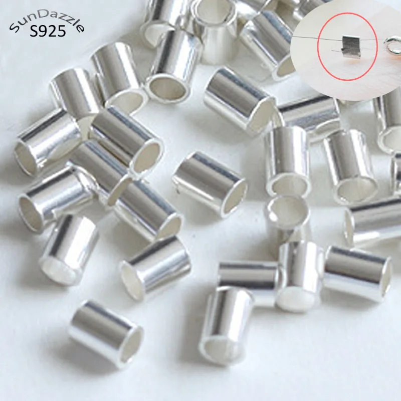 Top Trends: Genuine Real Pure Solid 925 Sterling Silver Crimp End Beads Silver Crimps Silver End Bead Round Tube For Jewelry Making Findings Shoppable Styles