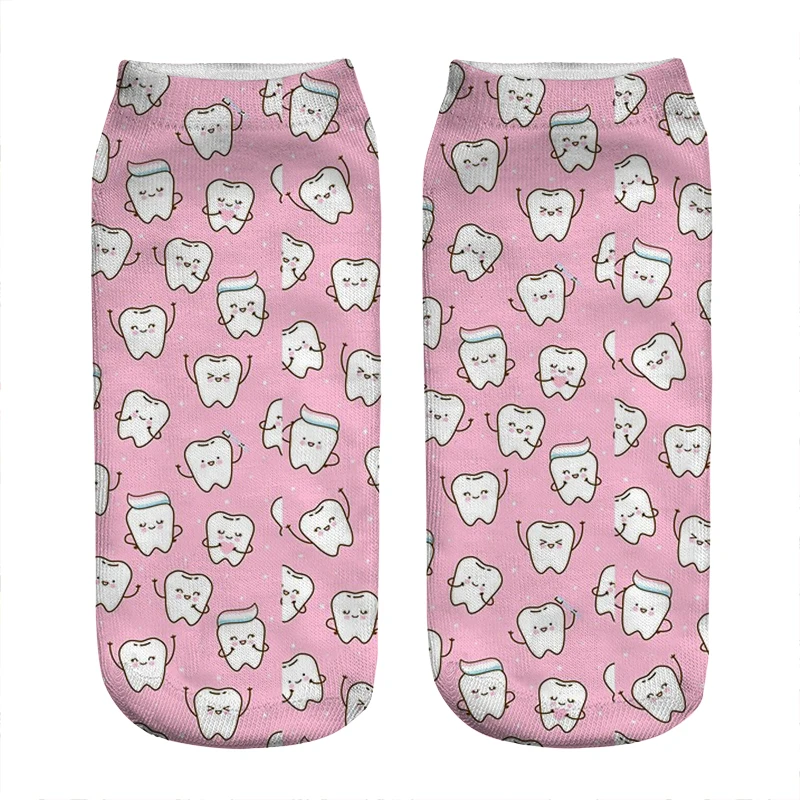 Top Trends: Women's Socks Kawaii Funny Seamless Pattern With Cute Teeth Socks Woman Harajuku Happy Funny Novelty Girl Gift Socks For Women Shoppable Styles