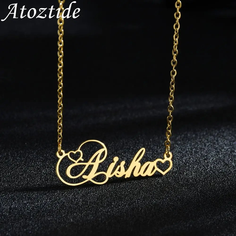 Top Trends: Atoztide Necklaces Heart Personalized Choker Name Custom Necklaces Nameplate Charm Jewelry Stainless Steel Gift Lovers For Women Shoppable Styles