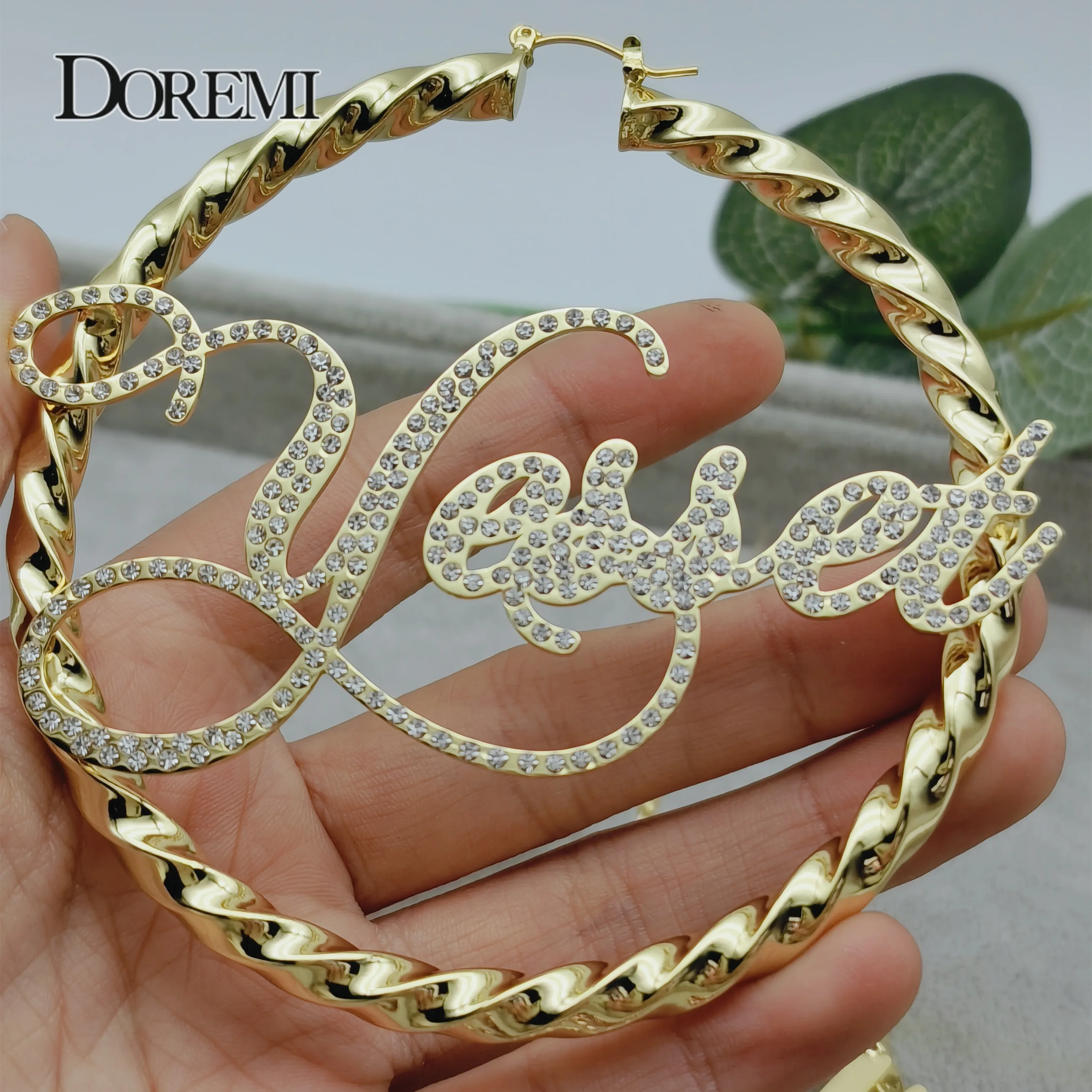 Top Trends: DOREMI 30 / 50 / 70 / 90MM Custom Name Earrings Big Hoops Earrings Stainless Hip Hop Style Earrings Custom Earrings For Women Gift Shoppable Styles - Image 6