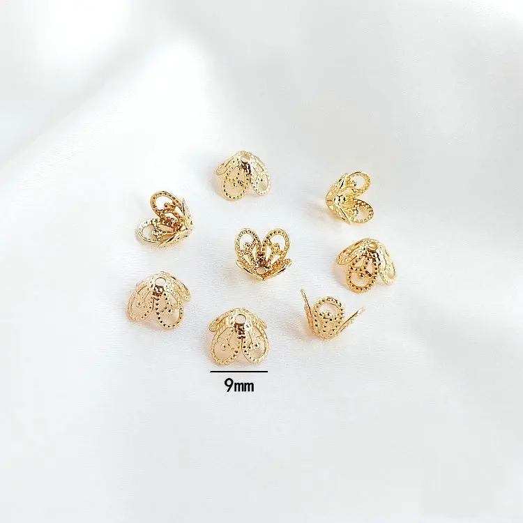 Top Trends: 20PCS 14K Gold Plated Brass Flower Beads Caps High Quality Diy Jewelry Accessories Shoppable Styles - Image 6