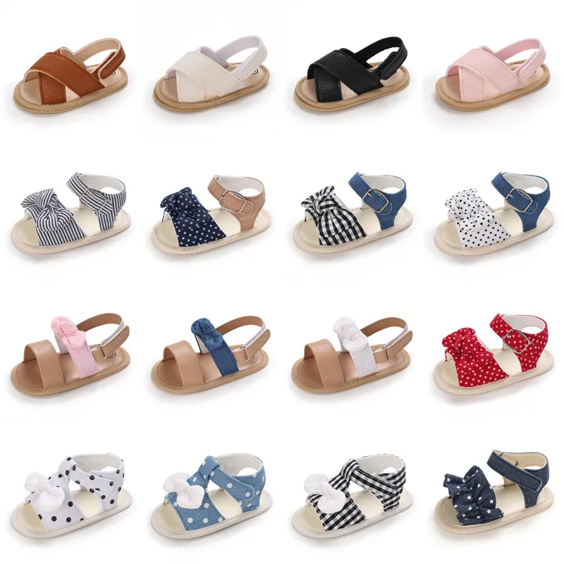 Top Trends: VALEN SINA 2023 Toddlers Baby Girls Sandal Shoes Baby Dot Small Lattice Bowknot Print Soft Sole Prewalker Sandals Shoes 0-18M Shoppable Styles