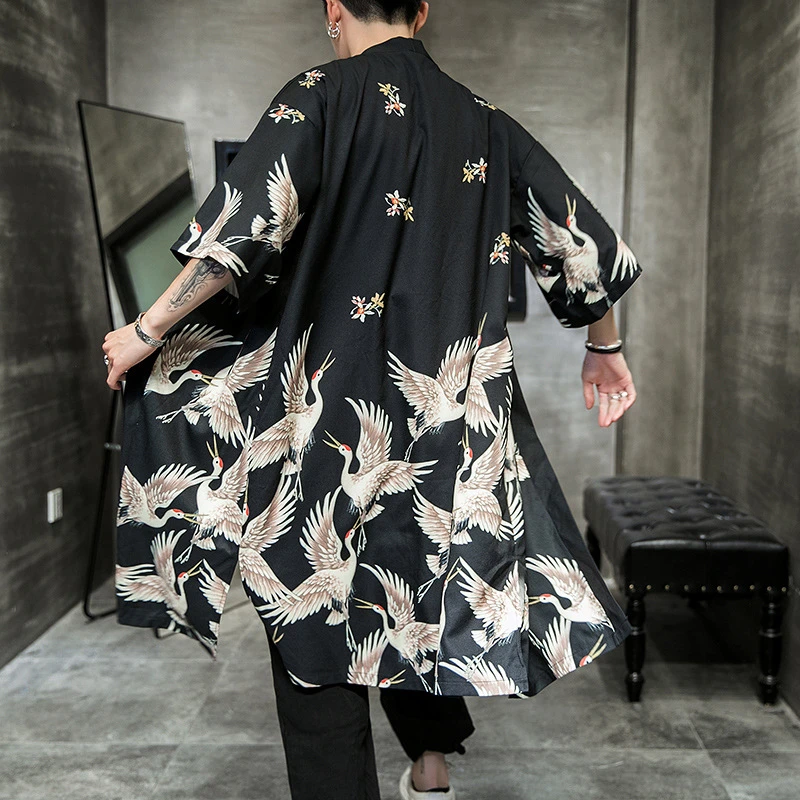 Top Trends: High Quality Yukata Haori Men Japanese Long Kimono Cardigan Samurai Costume Clothing Nightwear Jacket Robe Kimono Yukata Haori Shoppable Styles