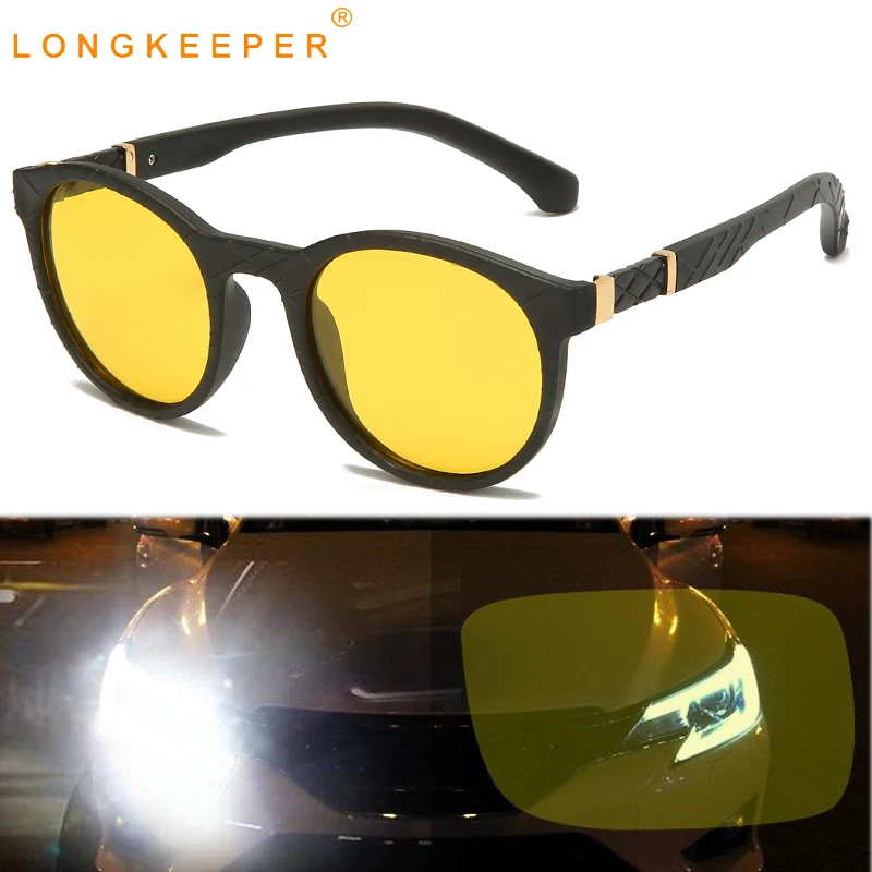 Top Trends: LongKeeper Night Vision Driving Sunglasses Men Women Round Polarized Glasses Driver Yellow Lens Sun Glasses Oculos Masculino Shoppable Styles