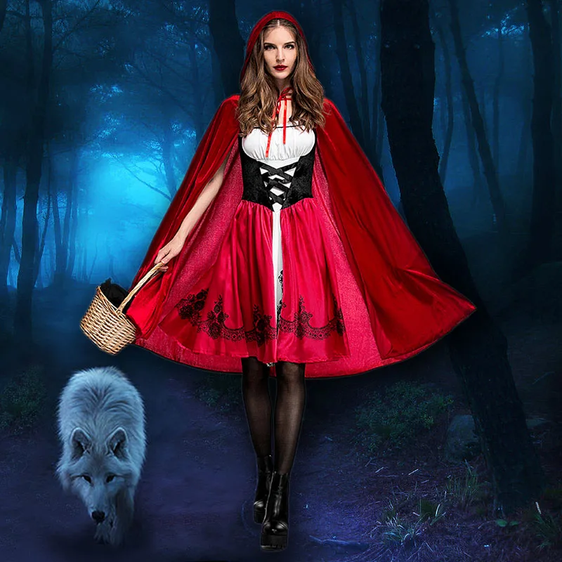 Top Trends: Ataullah Little Red Riding Hood Adault Cosplay Costume Halloween Wicca Cloak For Woman Carnival Party Queen Dress DW003 Shoppable Styles